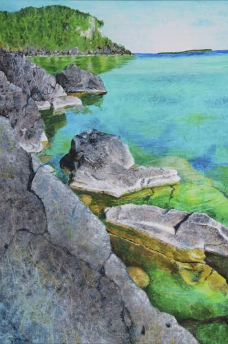 Dennis-Gaumond A-STILLWATER-MORNING acrylic-on-tissue-on-canvas