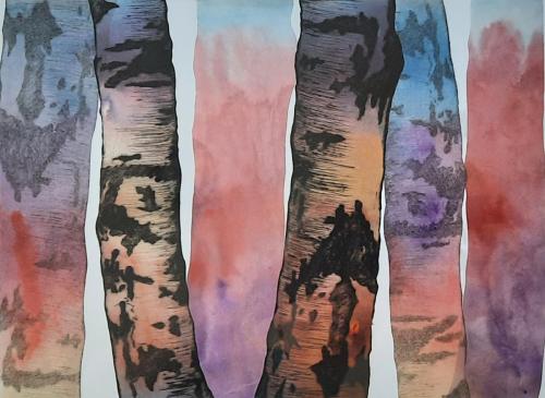 Ginny Carnevale-Cant see the forest for the trees-Drypoint Chine colle print