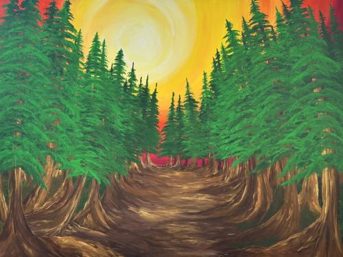 ResinintheWoods-tallpines-canvas acrylic